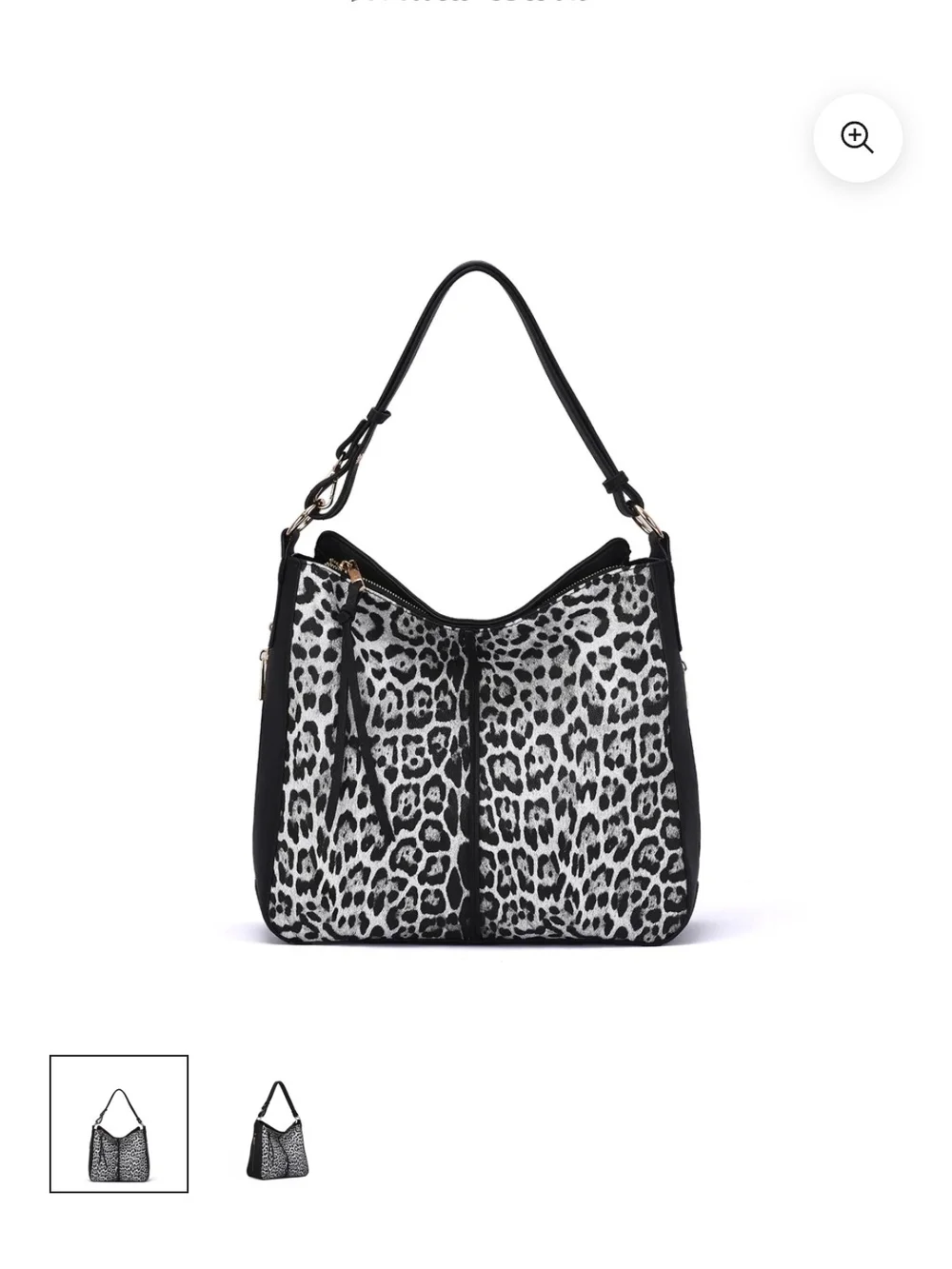 NWOT Maya Leopard Print Black & White Hobo Bag